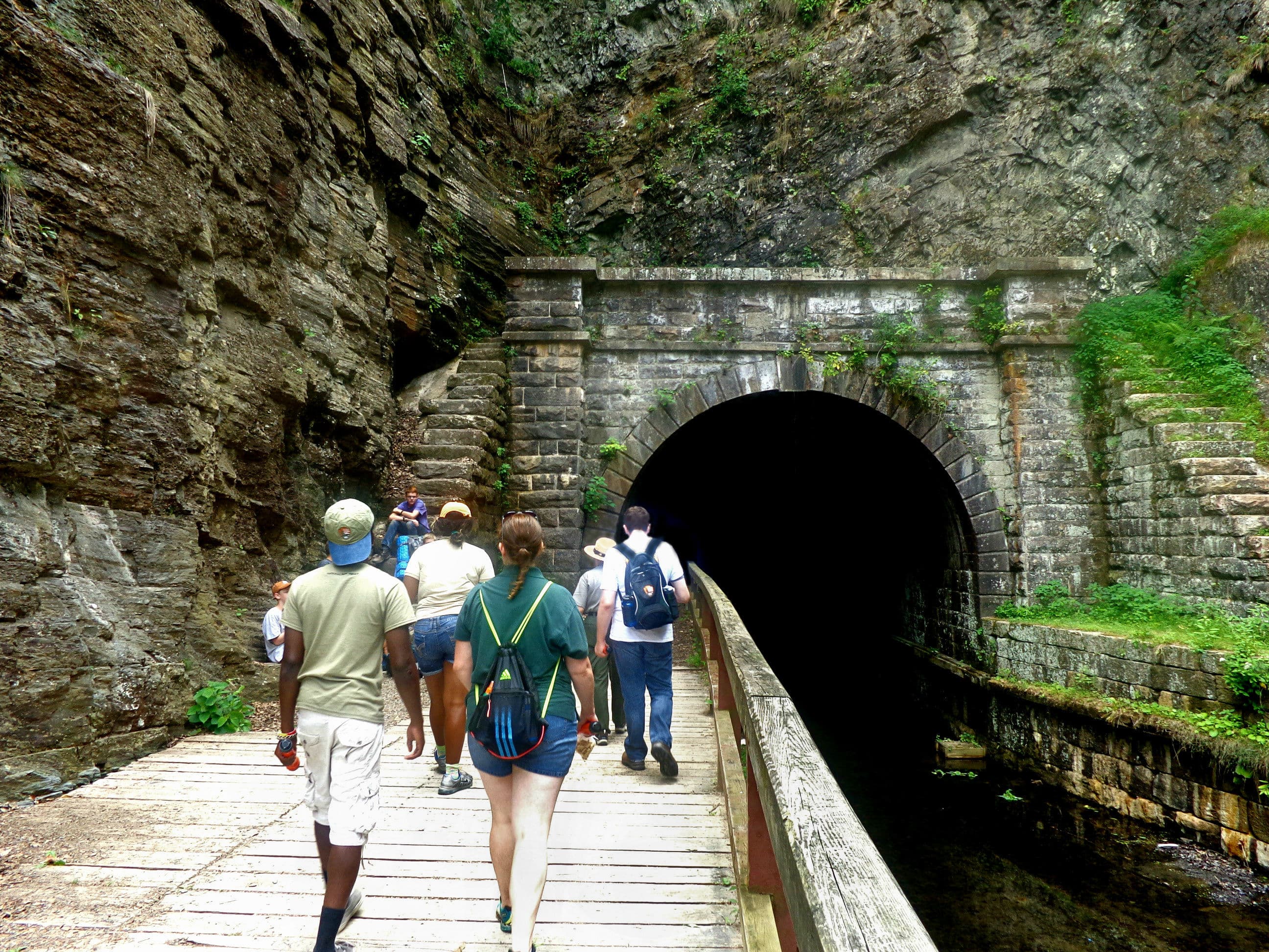 Visitors walk on the Potomac Heritage Trail.