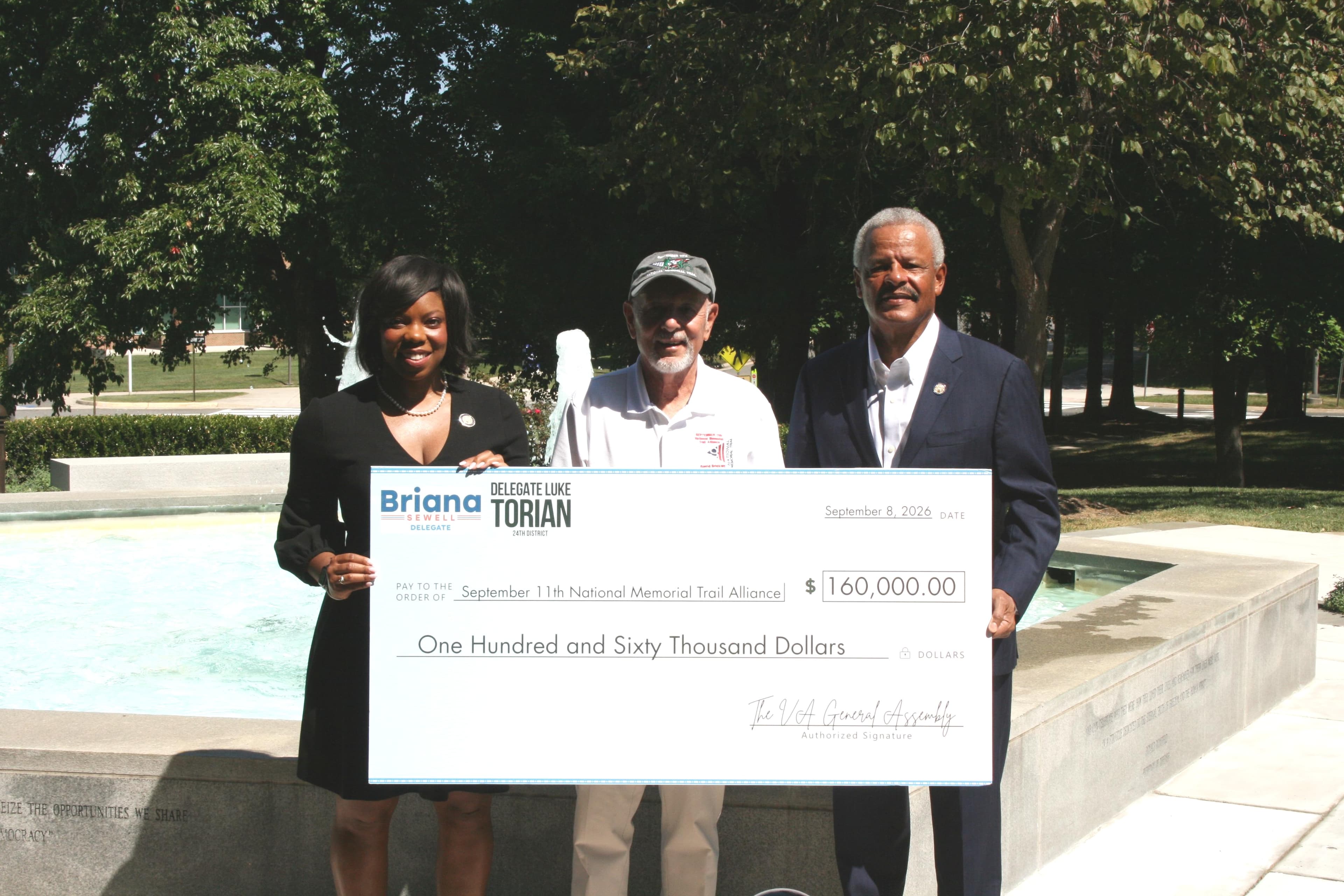 Virginia Presents $160,000 to Support the 9/11 National Memorial Trail Alliance